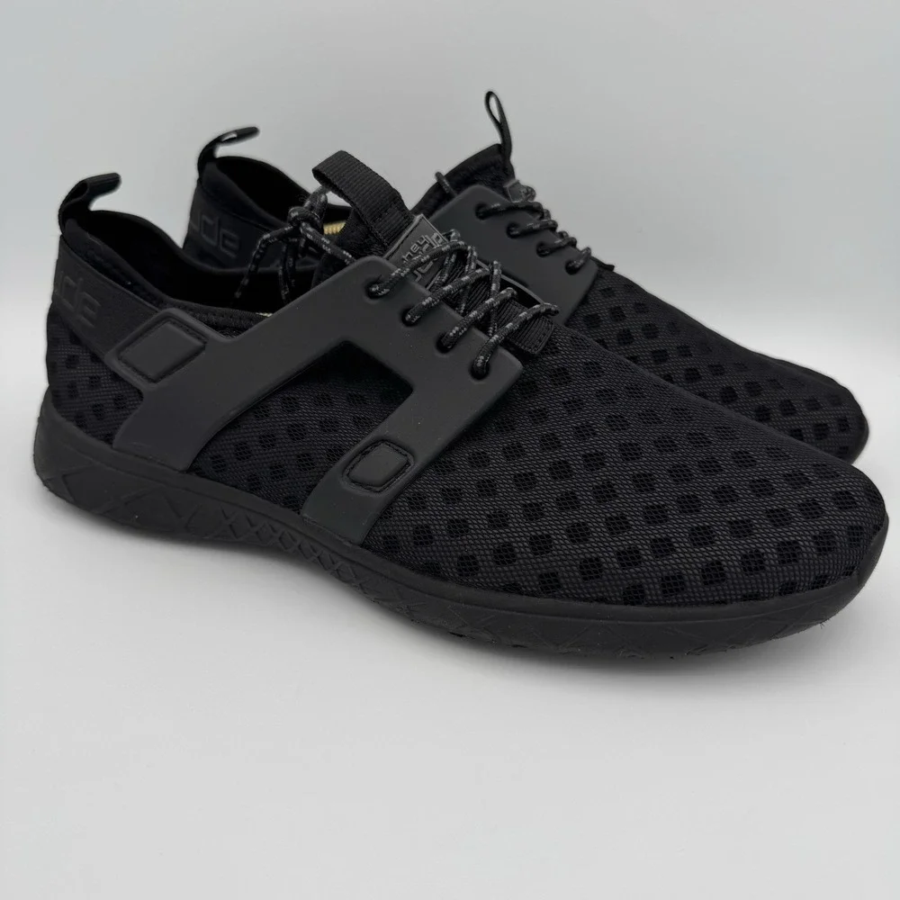 Hey Dude Men's 8 Women's 10 Mistral Sneakers Black Total Black Perforated Mesh